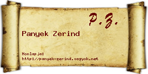 Panyek Zerind névjegykártya